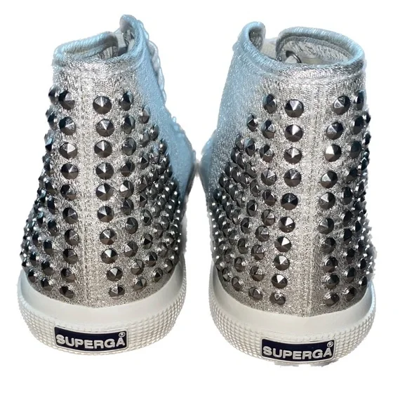 Superga Silver Studded High Top Sneakers - Picture 4 of 6